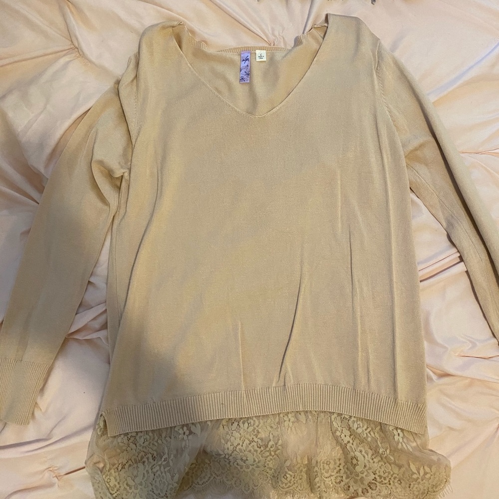 Tan light weight lace sweater